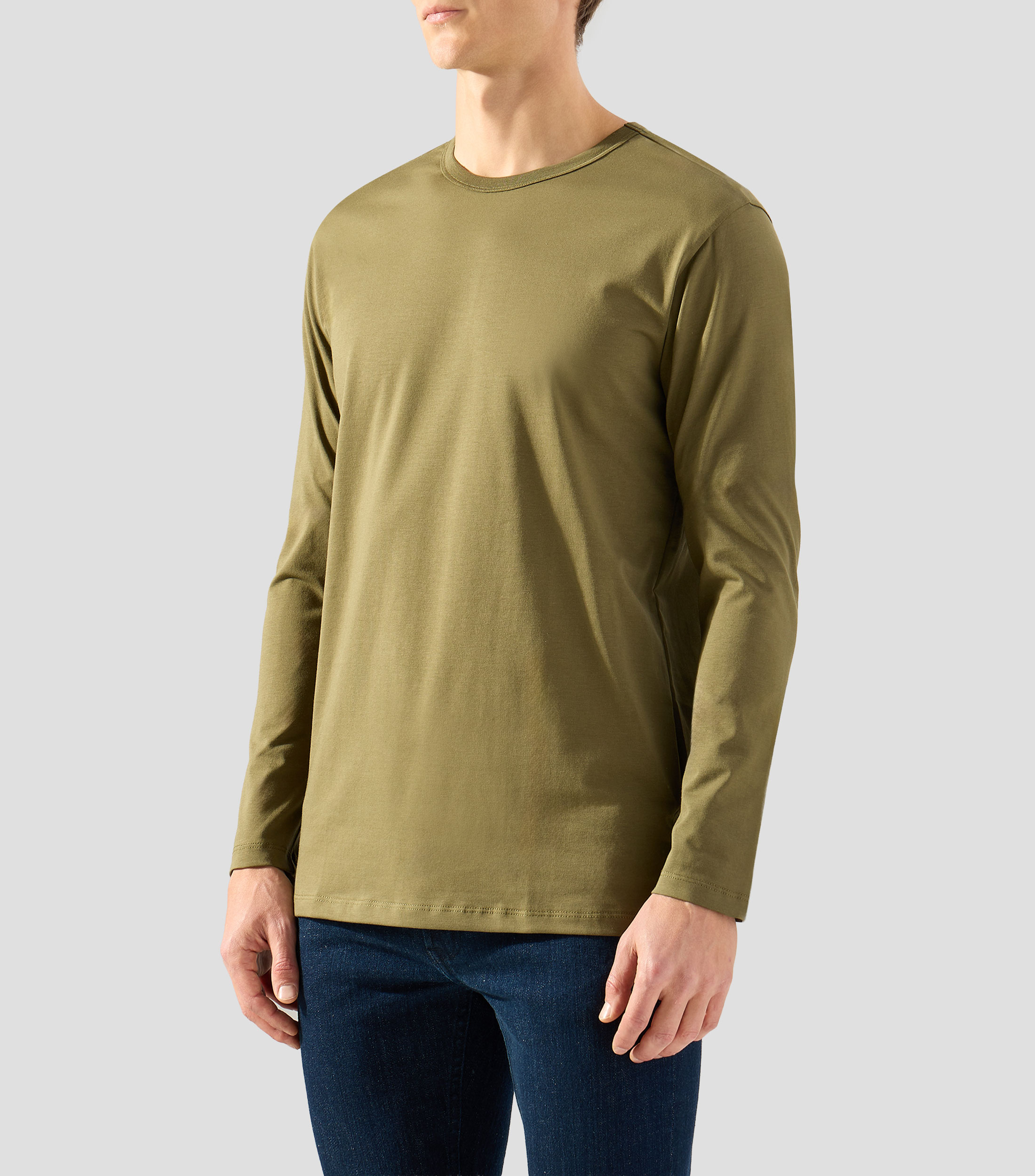 Playera cuello redondo manga larga lisa Hombre